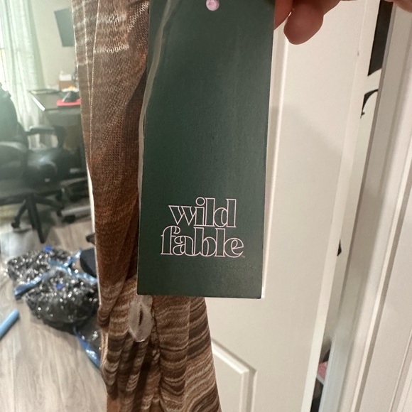 Wild Fable Cream Brown Ruched Bodycon Mini Dress NWT - Picture 4 of 5